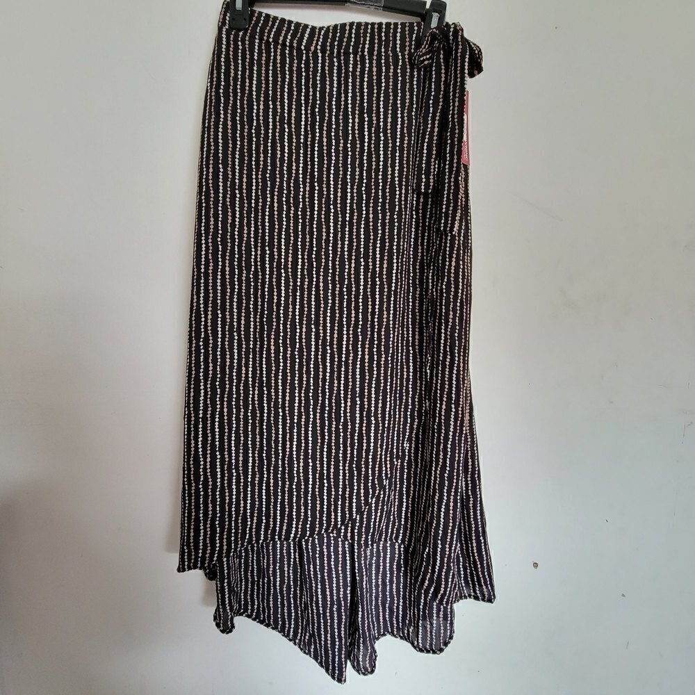 NEW Dia & Co Downing Studio Striped Elastic Waist Faux Wrap Midi Skirt Size 0X